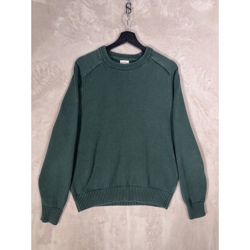 J.Crew Fisherman Ribbed Cotton Sweater Mens Large Green Crewneck Pullover Knit